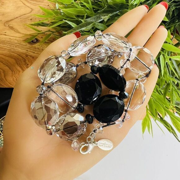 WHBM Chunky Crystal Glass Ombre Necklace White House Black Market Sparkling 1364 - Picture 3 of 12